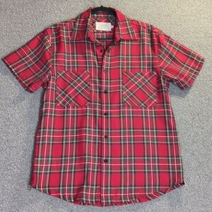 FOG Fear of God Collection One Short Sleeve Flannel Size Medium in Red Plaid